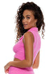 Luli Fama Beach Fuzz Deep V Polo Crop Top